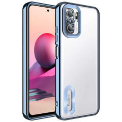 Xiaomi Redmi Note 10S Kılıf Kamera Korumalı Logo Gösteren Omega Kapak kılıf Derin Mor