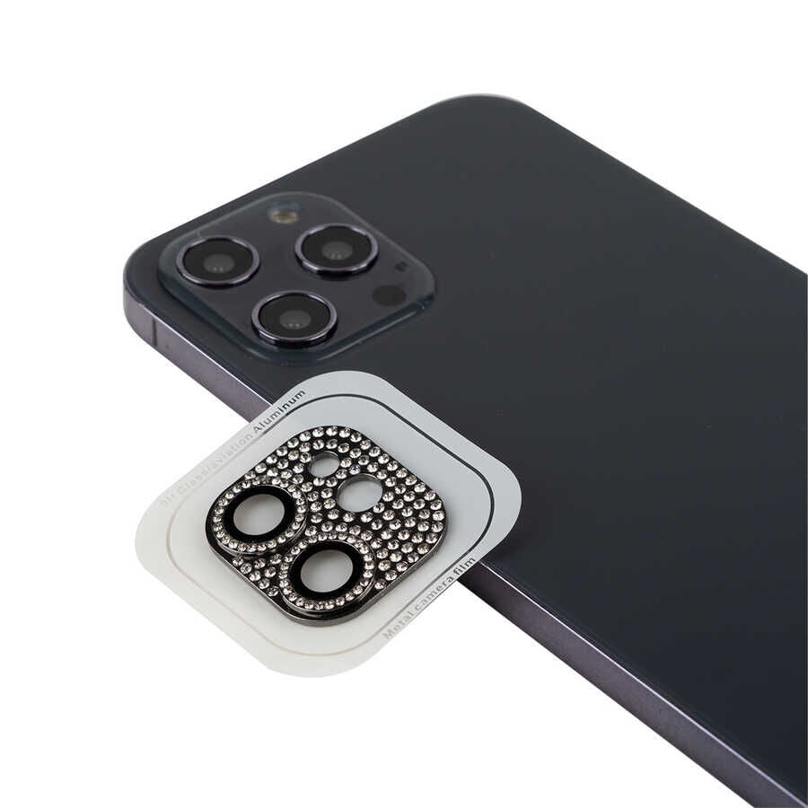 iPhone 12 Mini CL-08 Kamera Lens Koruyucu Siyah