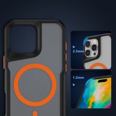 iPhone 16 Pro Kılıf Magsafe Şarj Özellikli Renkli Kenar Airbag Şeritli Lamer Kapak