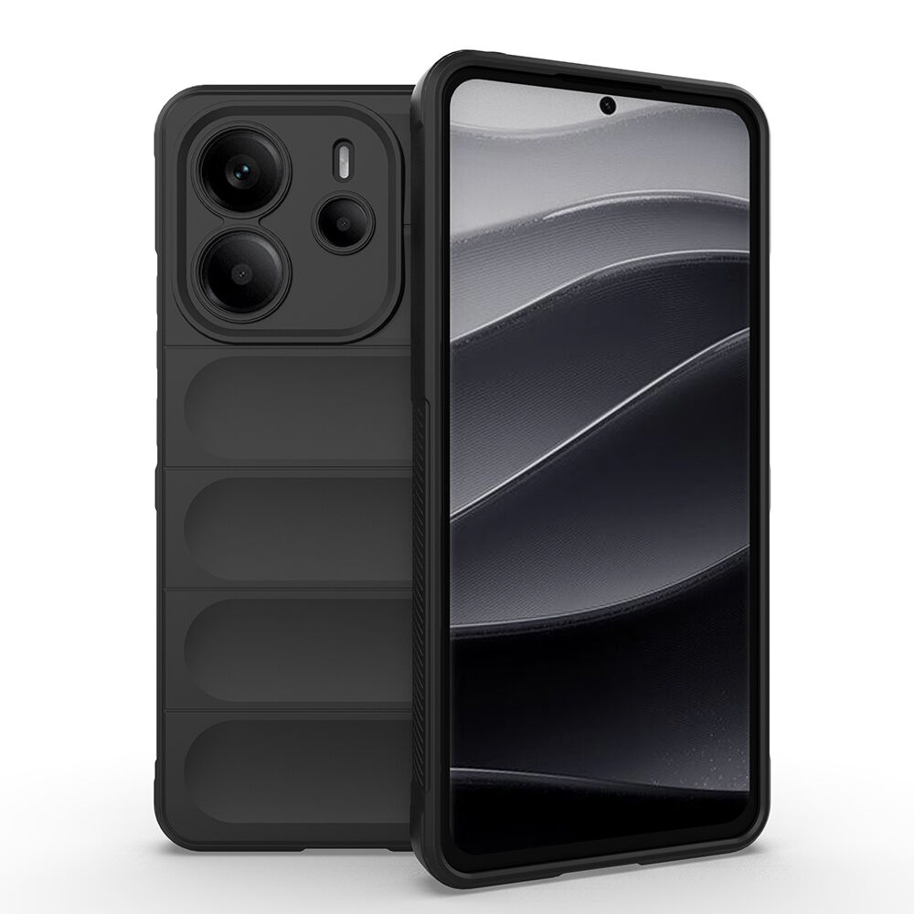Xiaomi Redmi Note 14 4G Kılıf Esnek TPU Oyuklu Arka Yüzey Tasarımlı Etnik Silikon Kapak Siyah