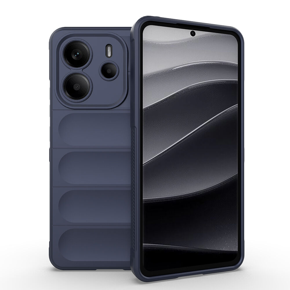 Xiaomi Redmi Note 14 4G Kılıf Esnek TPU Oyuklu Arka Yüzey Tasarımlı Etnik Silikon Kapak Lacivert