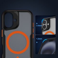 iPhone 16 Plus Kılıf Magsafe Şarj Özellikli Renkli Kenar Airbag Şeritli Lamer Kapak