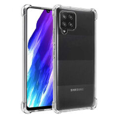 Samsung Galaxy A12 Kılıf Nitro Anti Shock Darbe Emici Köşe Korumalı Şeffaf Silikon Kapak Renksiz