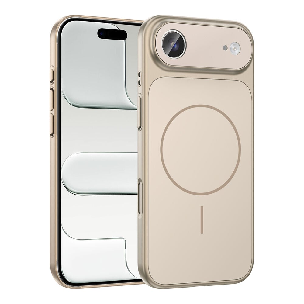 iPhone 17 Air Kılıf Kablosuz Şarj Özellikli Kamera Korumalı Formen Kapak Gold