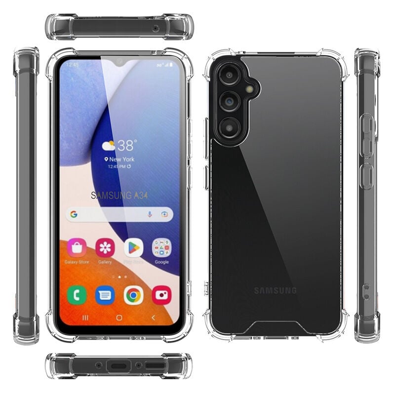 Samsung Galaxy A34 Kılıf Nitro Anti Shock Darbe Emici Köşe Korumalı Şeffaf Silikon Kapak Renksiz