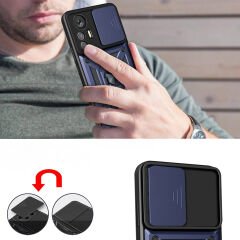 Xiaomi Mi 12 Lite Kılıf Magnetik Standlı Kamera Korumalı Sürgülü Vega Kapak