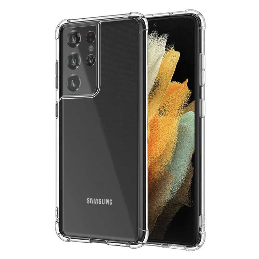 Samsung Galaxy S21 Ultra Kılıf Nitro Anti Shock Darbe Emici Köşe Korumalı Şeffaf Silikon Kapak Renksiz