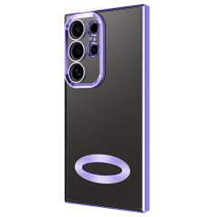 Samsung Galaxy S24 Ultra Kılıf Kamera Korumalı Logo Gösteren Omega Kapak Derin Mor