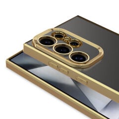 Samsung Galaxy S24 Ultra Kılıf Kamera Korumalı Logo Gösteren Omega Kapak Gümüş