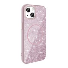 iPhone 13 Kılıf Magsafe Şarj Özellikli Parlayan Simli Okso Kapak