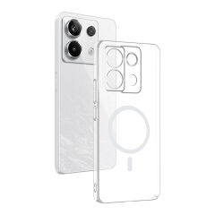 Xiaomi Redmi Note 13 Pro 4G Uyumlu Kamera Korumalı MagSafe Şarj Özellikli Şeffaf Sararmaz London Sert Plastik Kapak