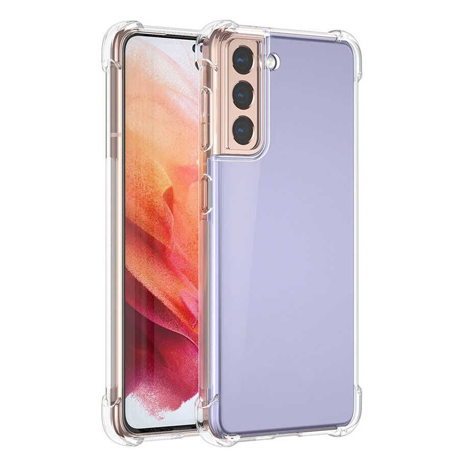 Samsung Galaxy S21 Kılıf Nitro Anti Shock Darbe Emici Köşe Korumalı Şeffaf Silikon Kapak