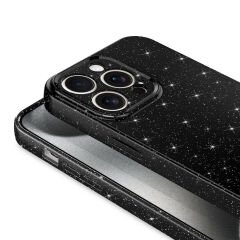 iPhone 15 Pro Max Kılıf Kamera Korumalı Simli Lüks Koton Kapak Siyah