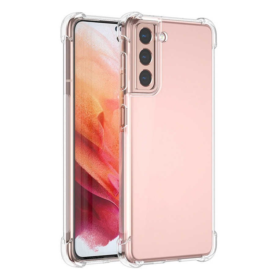 Samsung Galaxy S21 Kılıf Nitro Anti Shock Darbe Emici Köşe Korumalı Şeffaf Silikon Kapak Renksiz