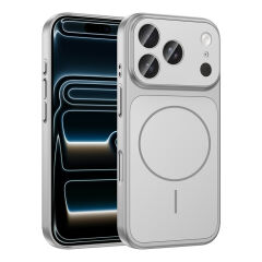 iPhone 17 Pro Kılıf Kablosuz Şarj Özellikli Kamera Korumalı Formen Kapak Gümüş