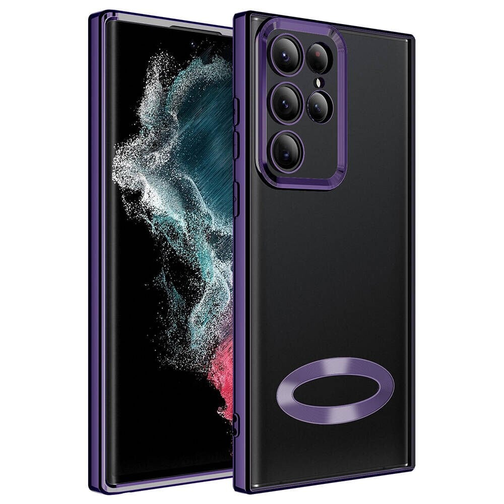 Samsung Galaxy S24 Ultra Kılıf Kamera Korumalı Logo Gösteren Omega Kapak Derin Mor