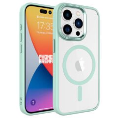 iPhone 15 Pro Kılıf Wireless Şarj Özellikli Krom Magsafe Silikon Kapak Kılıf