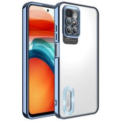 Xiaomi Redmi 10 Kılıf Kamera Korumalı Logo Gösteren Omega Kapak Siyah