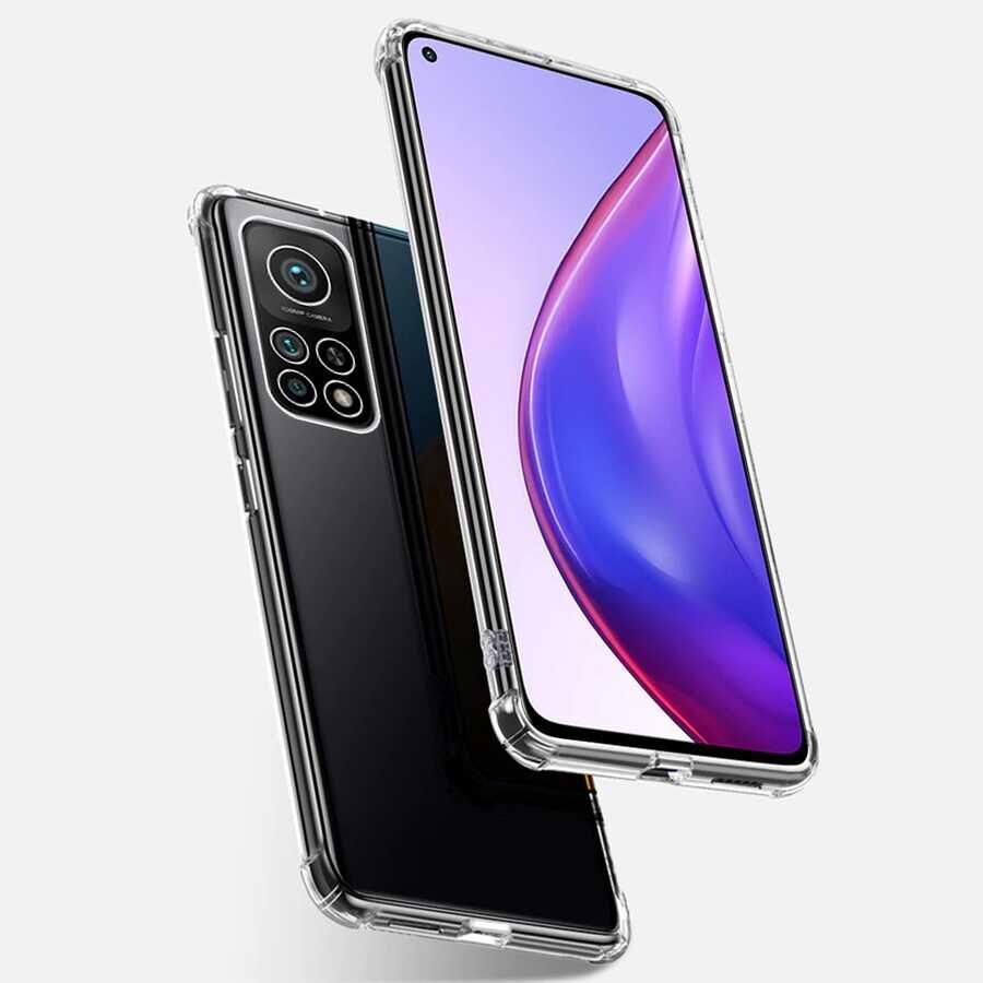 Xiaomi Mi 10T Pro 5G Kılıf Nitro Anti Shock Darbe Emici Köşe Korumalı Şeffaf Silikon Kapak Renksiz