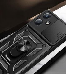 İnfinix Hot 30 Play Kılıf Magnetik Standlı Kamera Korumalı Sürgülü Vega Kapak