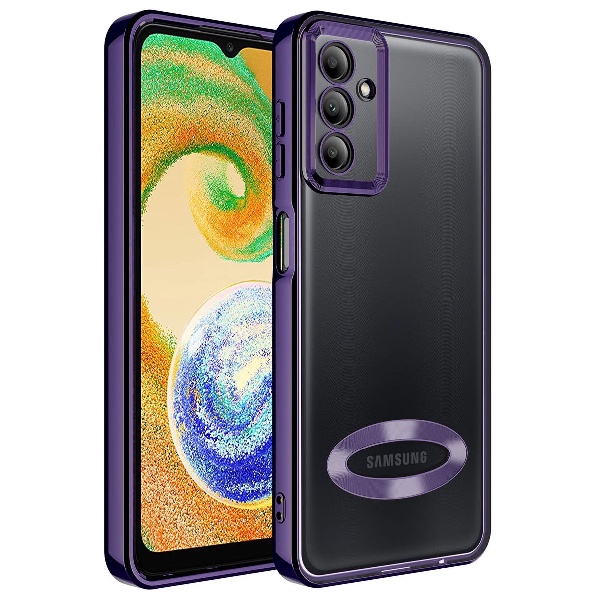 Samsung Galaxy A34 Kamera Korumalı Logo Gösteren Omega Kapak Kılıf Derin Mor