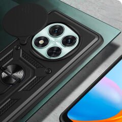 Xiaomi Redmi Note 14 Pro 5G Kılıf Magnetik Standlı Kamera Korumalı Sürgülü Vega Kapak