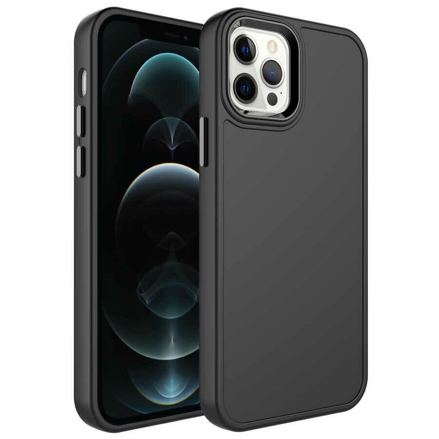 iPhone 14 Pro Max Kılıf Metal Çerçeve Tasarımlı Sert Botox Kapak