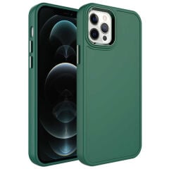 iPhone 14 Pro Max Kılıf Metal Çerçeve Tasarımlı Sert Botox Kapak Lila