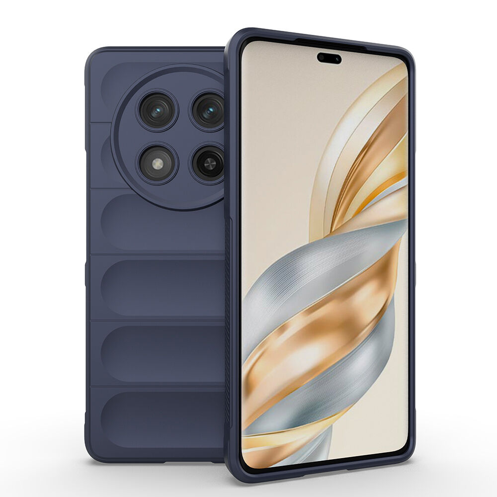 Honor Magic  7 Lite Kılıf Esnek TPU Oyuklu Arka Yüzey Tasarımlı Etnik Silikon Kapak Lacivert