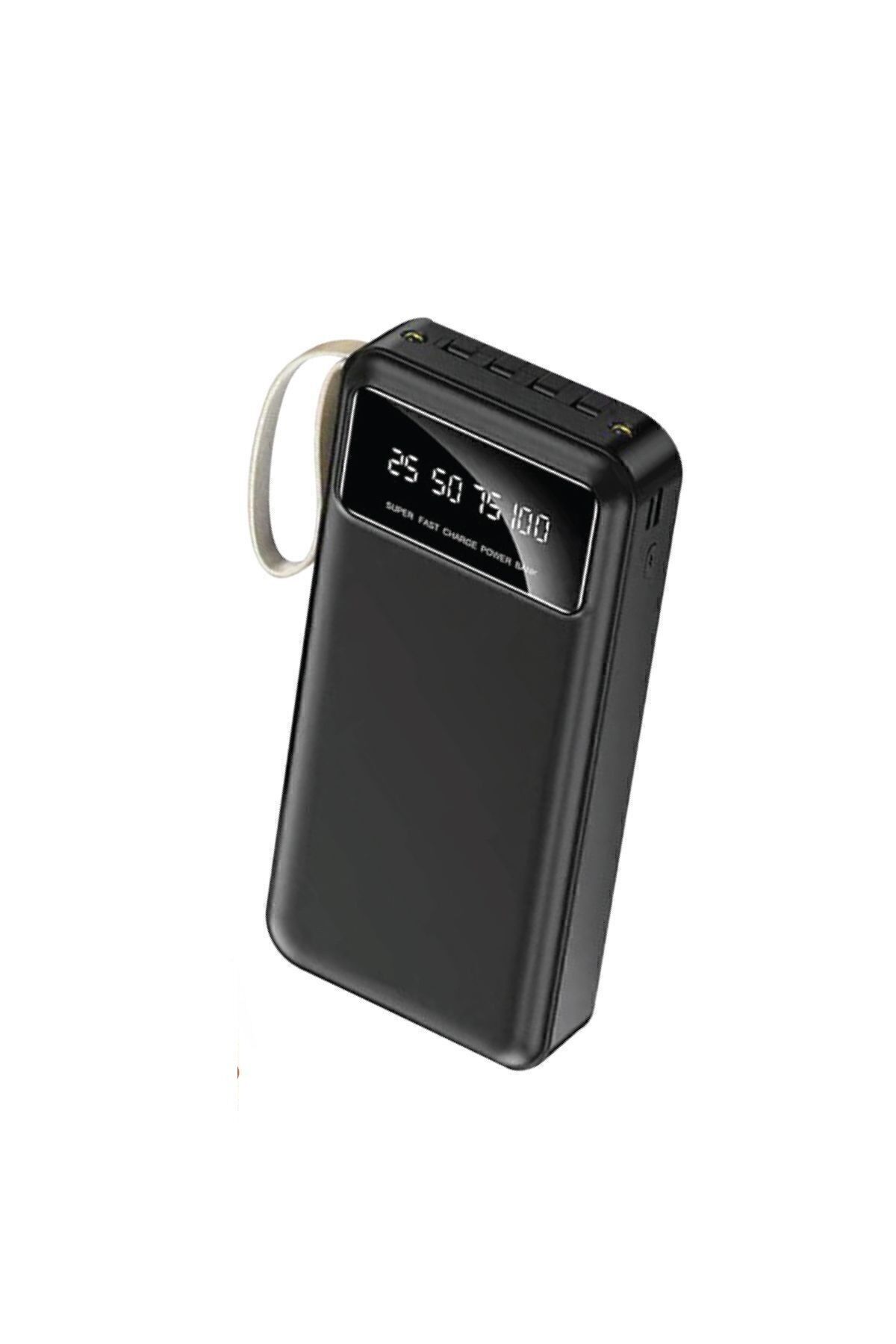 Digital Göstergeli 4 Çıkışlı Fenerli Standli 20.000 Mah Powerbank Siyah