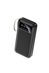 Digital Göstergeli 4 Çıkışlı Fenerli Standli 20.000 Mah Powerbank Siyah