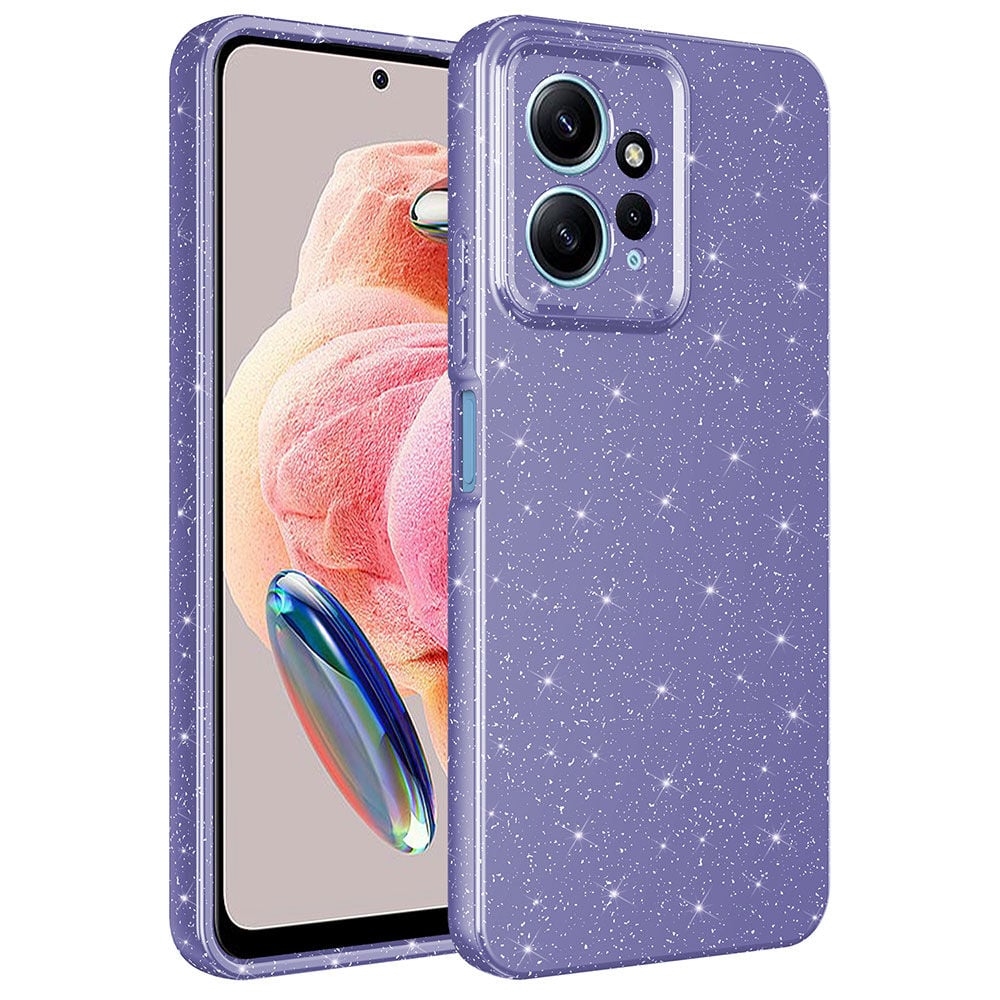 Xiaomi Redmi Note 12 4G Kılıf Kamera Korumalı Simli Lüks Koton Kapak kılıf Mor