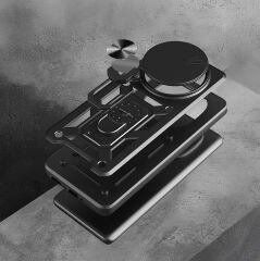 Xiaomi Redmi Note 14 Pro Plus Kılıf Magnetik Standlı Kamera Korumalı Sürgülü Vega Kapak