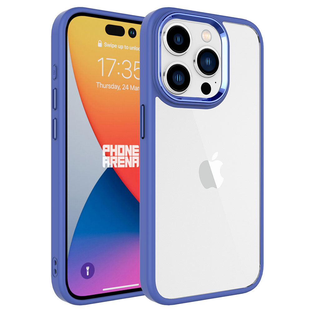 iPhone 15 Pro Kılıf Renkli Silikon Kenarlı Krom Kapak Kılıf Lavendery Gray