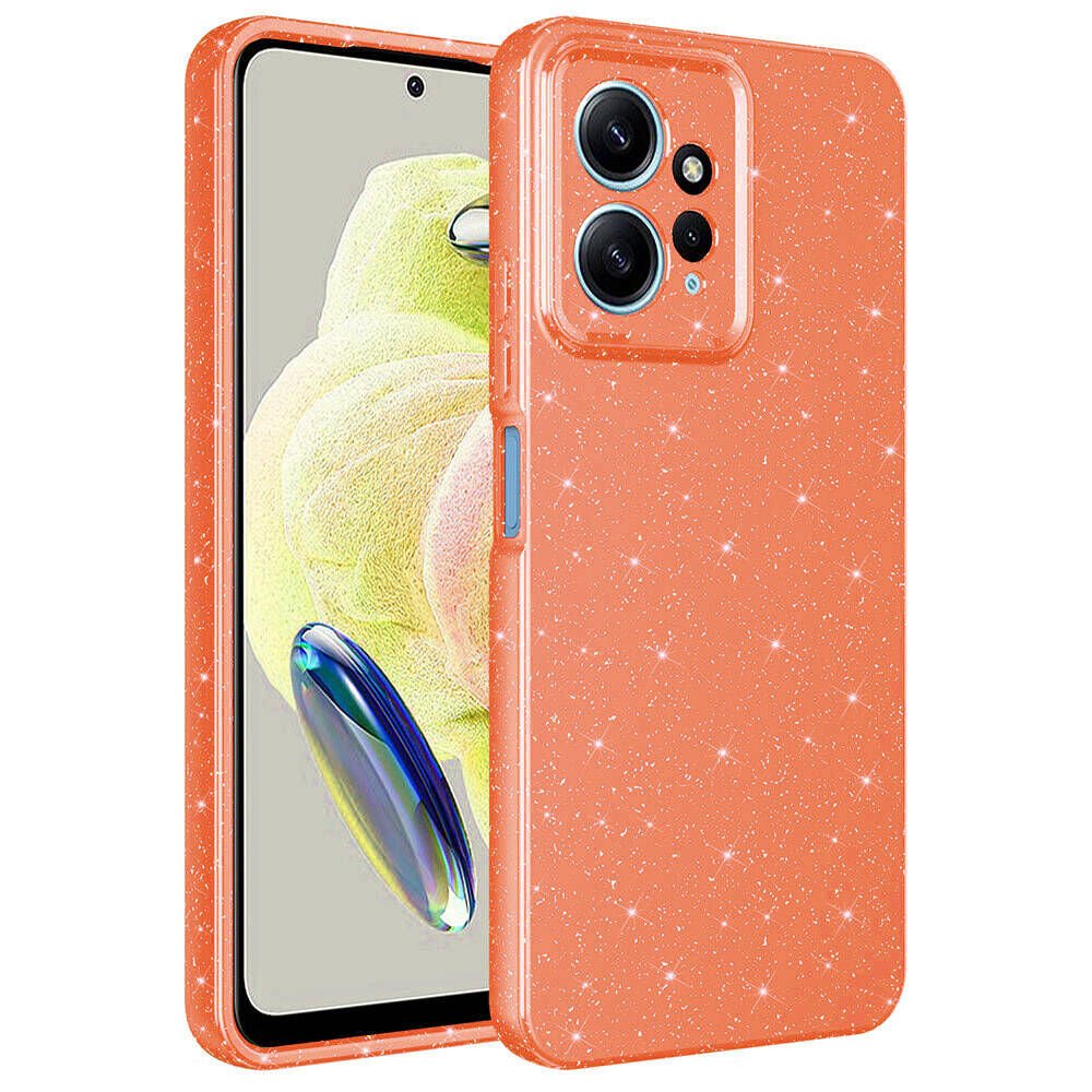 Xiaomi Redmi Note 12 4G Kılıf Kamera Korumalı Simli Lüks Koton Kapak kılıf Turuncu
