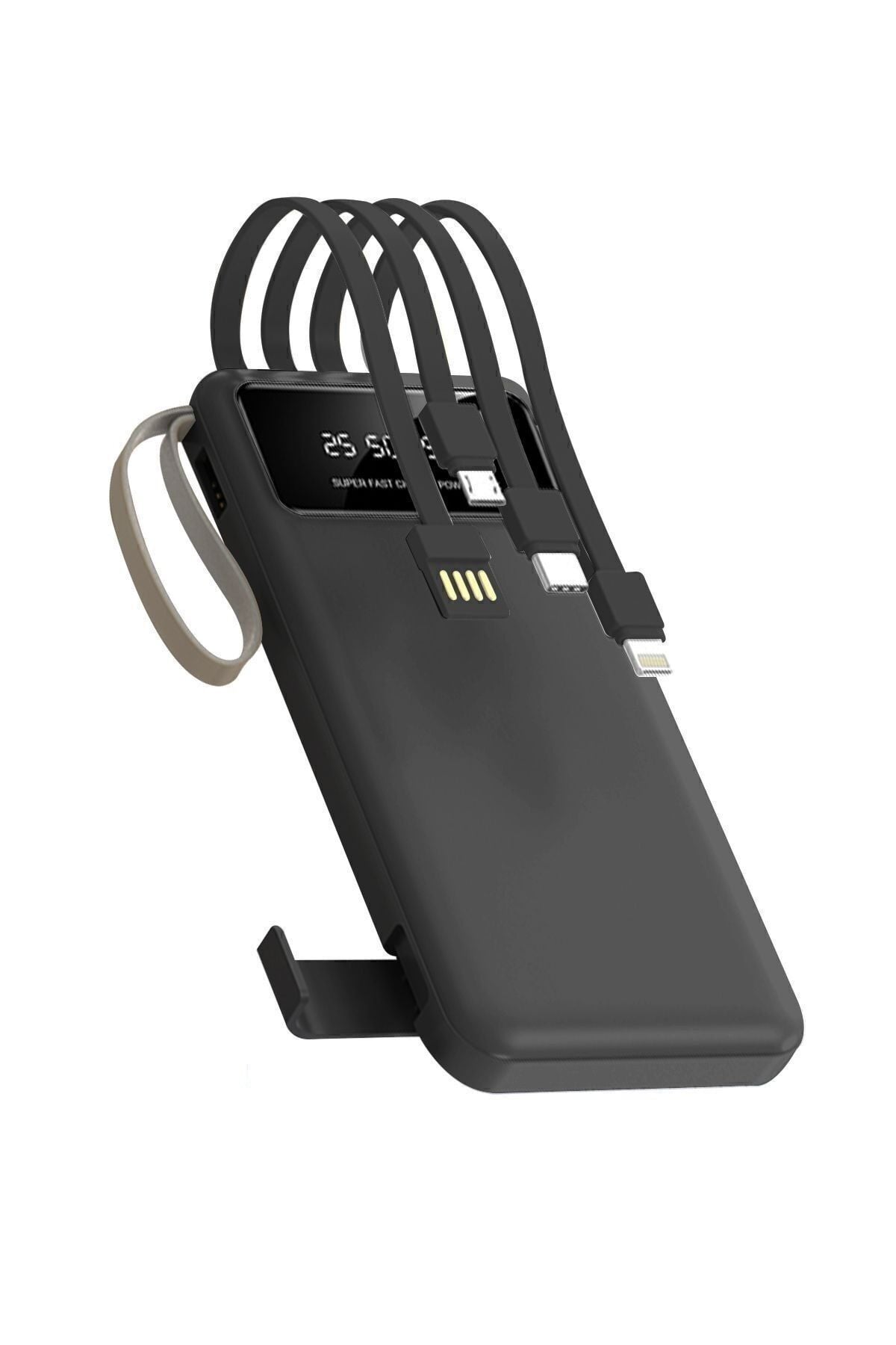 4 Çıkışlı Digital Göstergeli Fenerli 10.000 Mah Powerbank Siyah