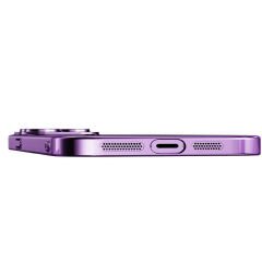 iPhone 14 Pro Max Kılıf Wireless Şarj Özellikli Sert PC Riksos Magsafe Kapak T24389 Mavi