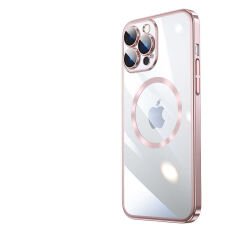 iPhone 14 Pro Max Kılıf Wireless Şarj Özellikli Sert PC Riksos Magsafe Kapak T24389 Mavi