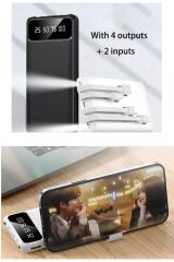 4 Çıkışlı Digital Göstergeli Fenerli 10.000 Mah Powerbank Siyah