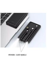 4 Çıkışlı Digital Göstergeli Fenerli 10.000 Mah Powerbank Siyah