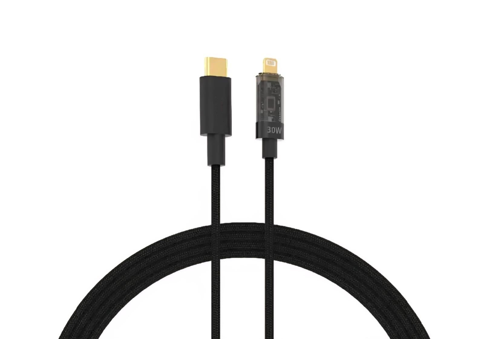 Digital Göstergeli Hasir 30W Lightning Şarj & Data Kablosu