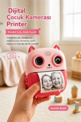 Dijital Fotoğraf Makineleri Çocuk Termal Resim Kağıt Baskılı Yazıcı Kamera Video Makinesi CMR21 Pembe