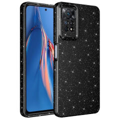 Xiaomi Redmi Note 12 Pro 4G Kılıf Kamera Korumalı Simli Lüks Koton Kapak kılıf Siyah
