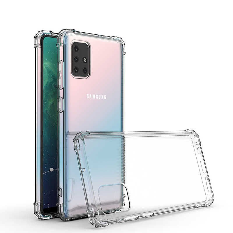 Samsung Galaxy A51 Kılıf Kılıf Nitro Anti Shock Darbe Emici Köşe Korumalı Şeffaf Silikon Kapak