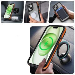 iPhone 14 Plus Kılıf Magsafe Şarj Özellikli Renkli Kenar Airbag Şeritli Lamer Kapak