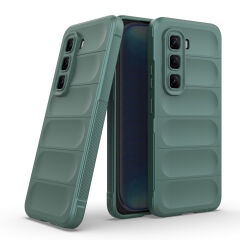 İnfinix Hot 50 Pro 4G Kılıf Esnek TPU Oyuklu Arka Yüzey Tasarımlı Etnik Silikon Kapak Koyu Yeşil