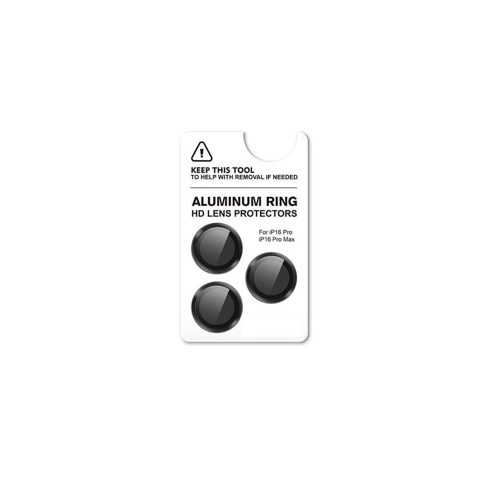 iPhone 16 Pro CL-12 Premium Safir Parmak İzi Bırakmayan Anti-Reflective Kamera Lens Koruyucu Siyah