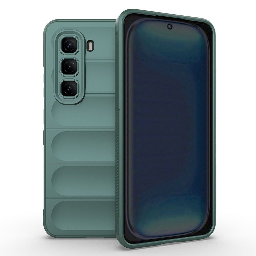 İnfinix Hot 50 Pro 4G Kılıf Esnek TPU Oyuklu Arka Yüzey Tasarımlı Etnik Silikon Kapak Koyu Yeşil
