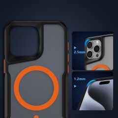 iPhone 14 Pro Max Kılıf Magsafe Şarj Özellikli Renkli Kenar Airbag Şeritli Lamer Kapak