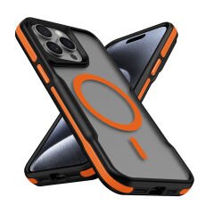 iPhone 14 Pro Max Kılıf Magsafe Şarj Özellikli Renkli Kenar Airbag Şeritli Lamer Kapak